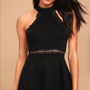 Lulu’s Black Lace Detail Skater Dress